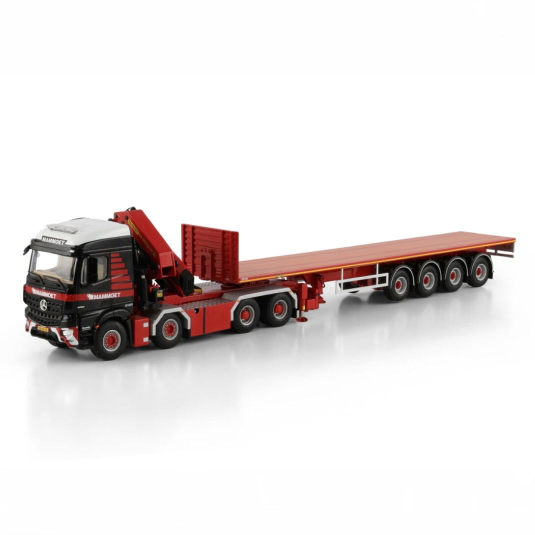 WSI Mammoet Mercedes Arocs 8x4 + Palfinger Crane & 4 Axle Flatbed Trailer (Pre Order)