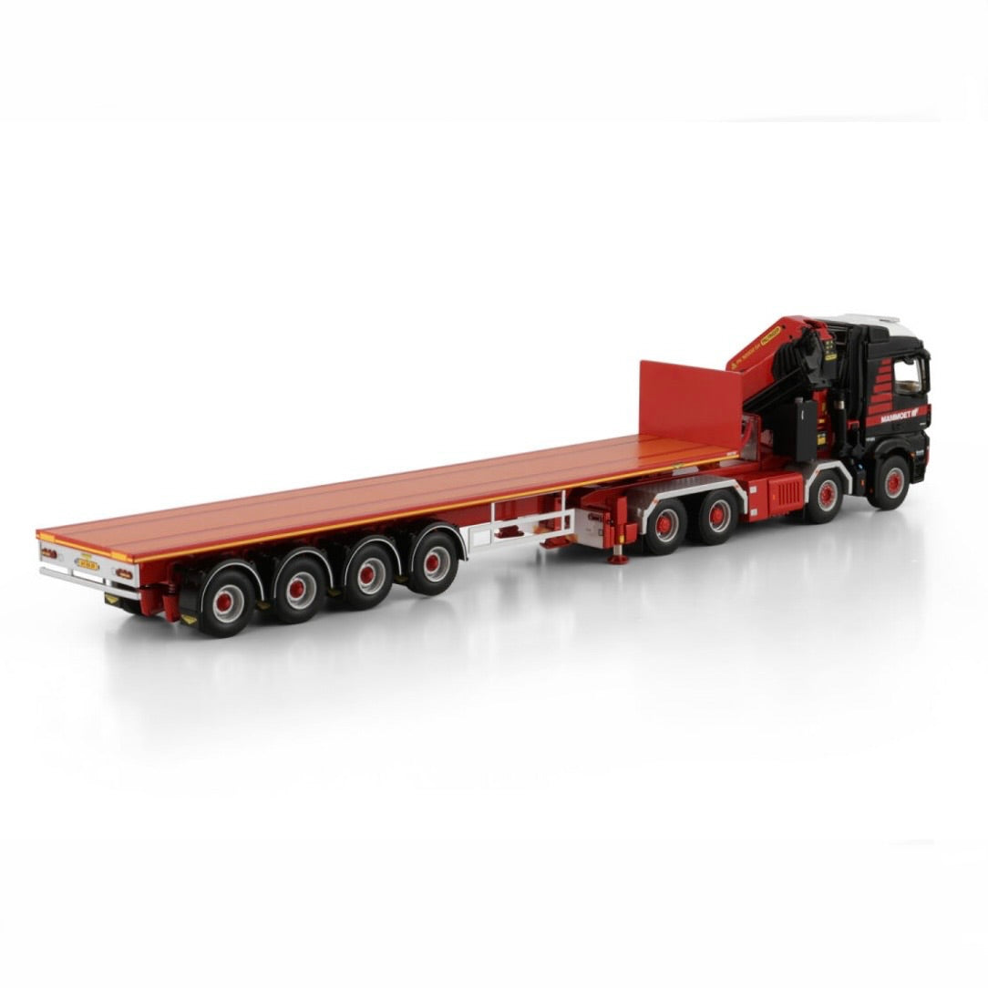 WSI Mammoet Mercedes Arocs 8x4 + Palfinger Crane & 4 Axle Flatbed Trailer (Pre Order)