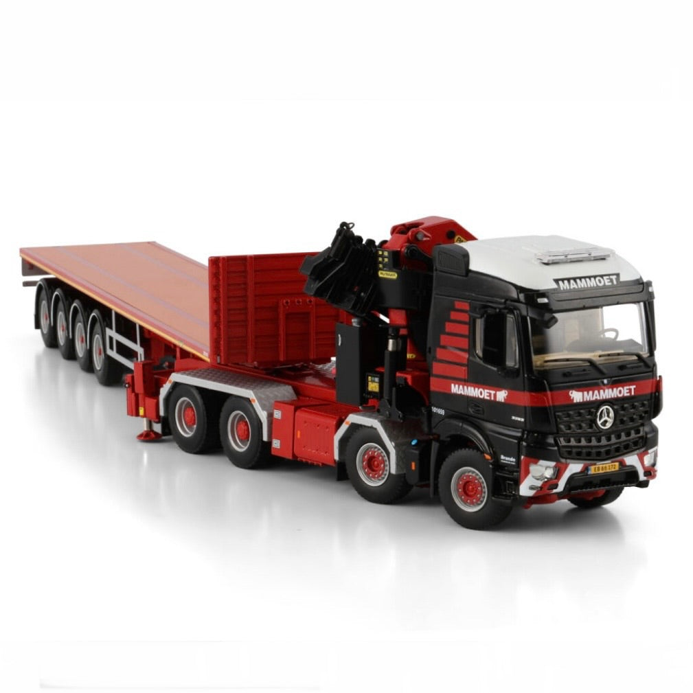 WSI Mammoet Mercedes Arocs 8x4 + Palfinger Crane & 4 Axle Flatbed Trailer (Pre Order)