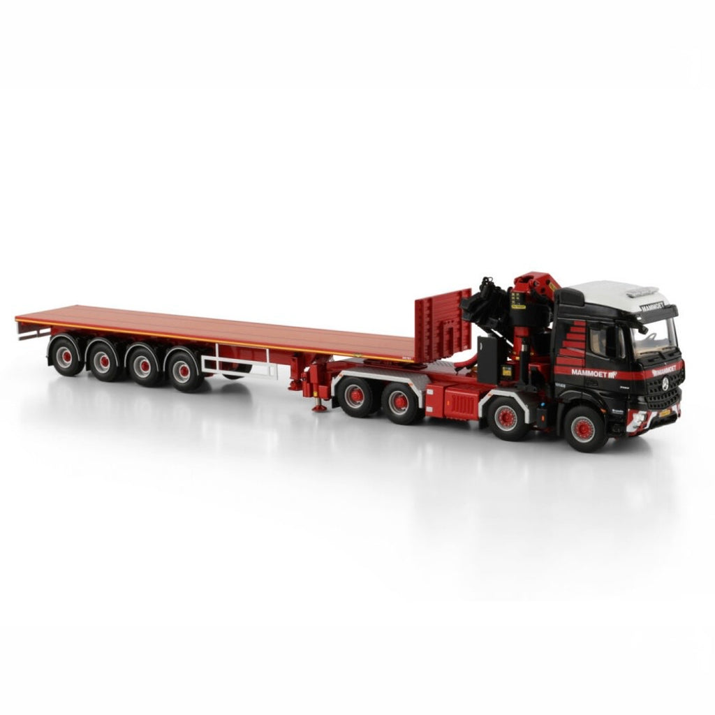 WSI Mammoet Mercedes Arocs 8x4 + Palfinger Crane & 4 Axle Flatbed Trailer (Pre Order)