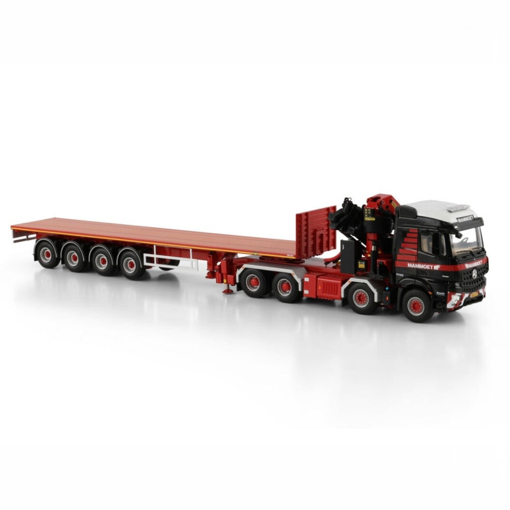 WSI Mammoet Mercedes Arocs 8x4 + Palfinger Crane & 4 Axle Flatbed Trailer (Pre Order)