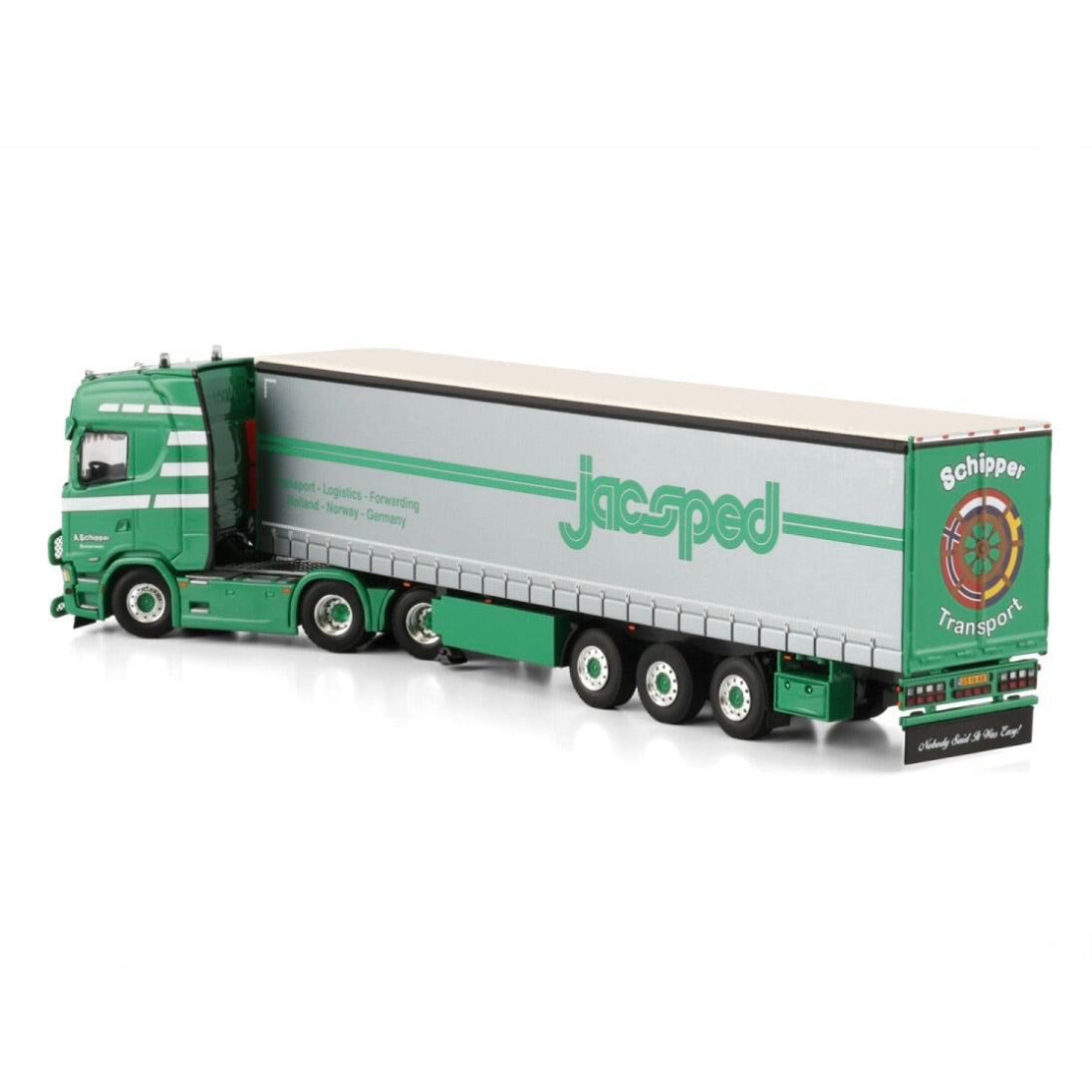 WSI Schipper Transport Scania S Highline CS20H 6x2 Tag with Curtain side Trailer