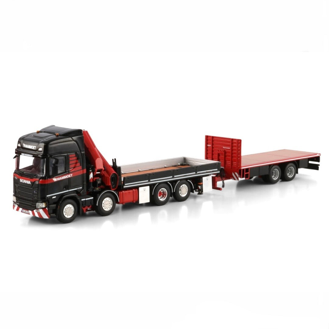 WSI Mammoet Scania 8x2 + Load Crane & Mid Axle Flatbed Trailer (Pre Order)