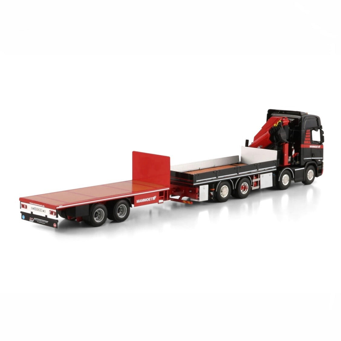 WSI Mammoet Scania 8x2 + Load Crane & Mid Axle Flatbed Trailer (Pre Order)