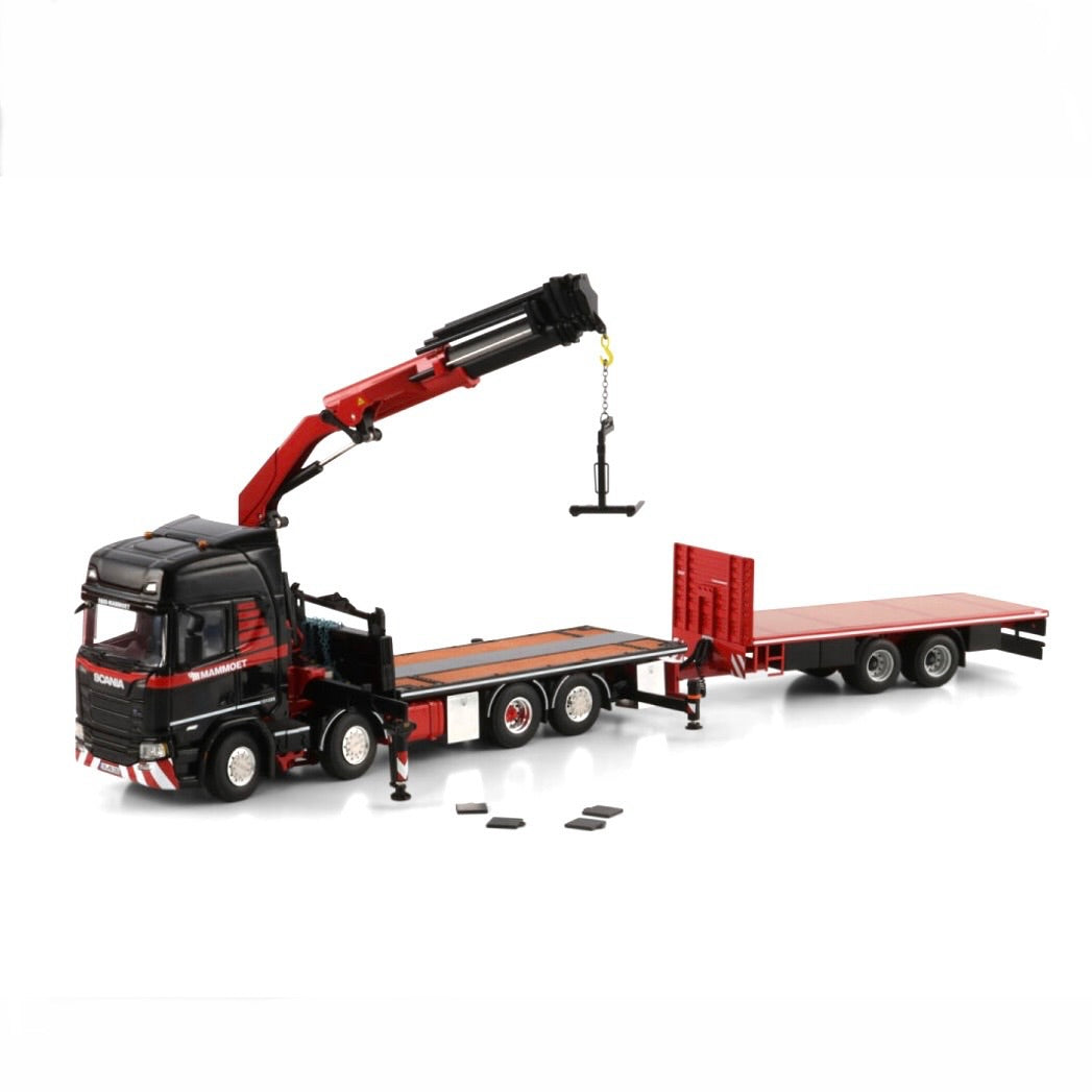 WSI Mammoet Scania 8x2 + Load Crane & Mid Axle Flatbed Trailer (Pre Order)
