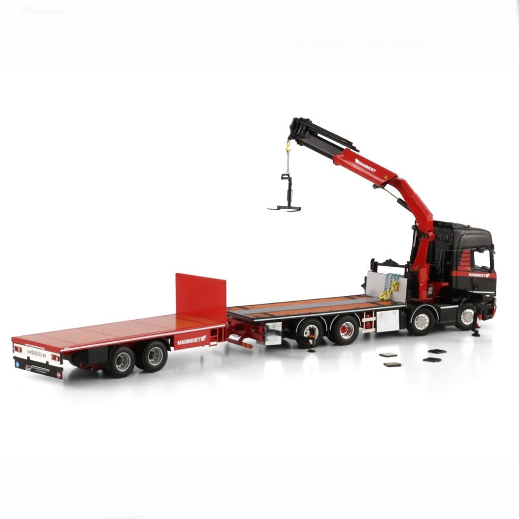 WSI Mammoet Scania 8x2 + Load Crane & Mid Axle Flatbed Trailer (Pre Order)