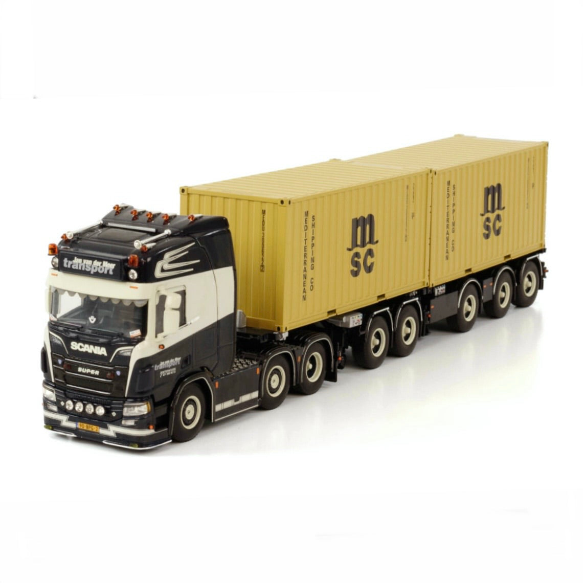 WSI Jan Van Der Meer Scania R Highline CR20H 6x2 with 2 Connect Combi Trailer